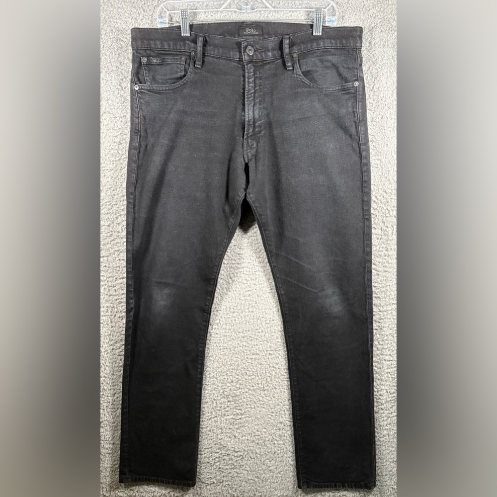 Polo Ralph Lauren The Varick Slim Straight Jeans Mens 34x32 Black Denim Stretch